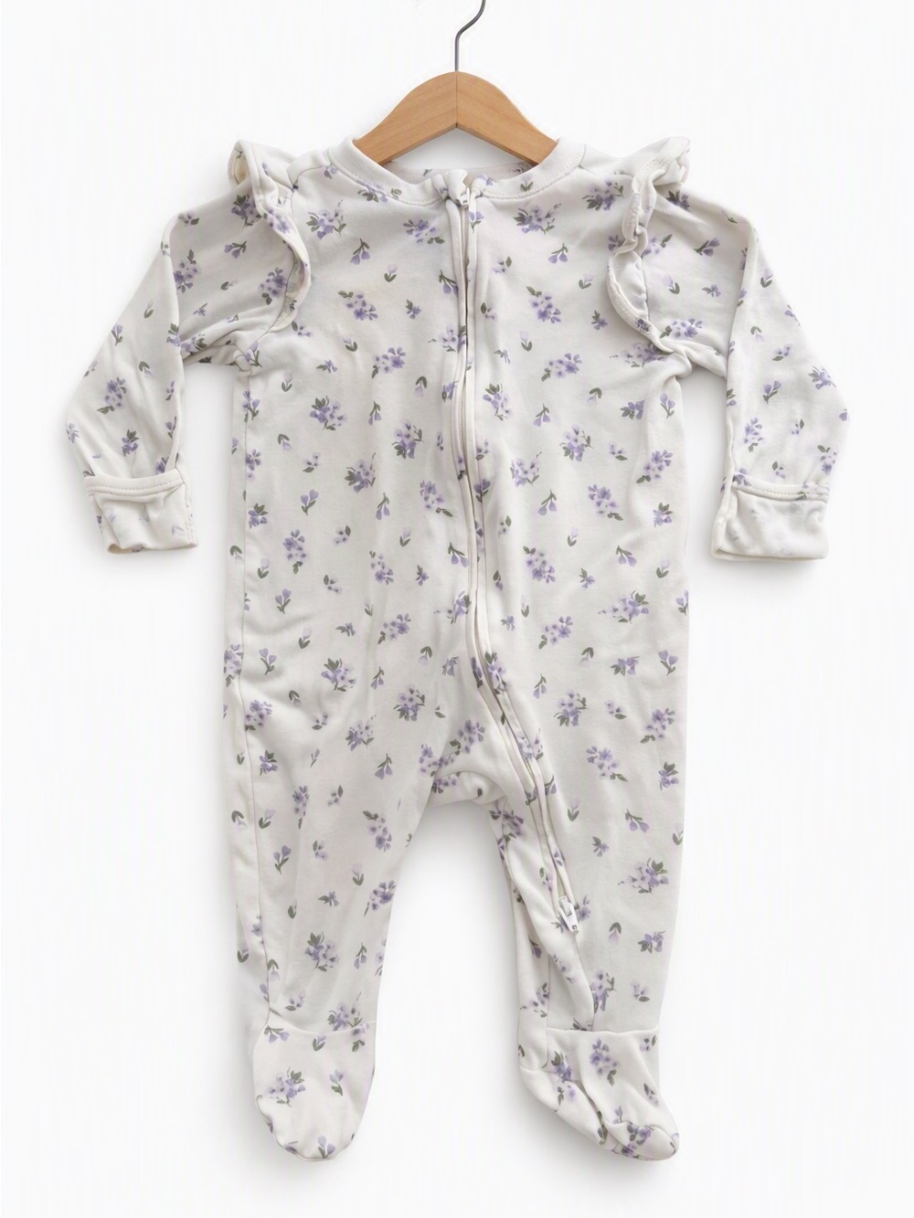 10/$15 Old Navy Cream One-Piece with Purple Floral Print